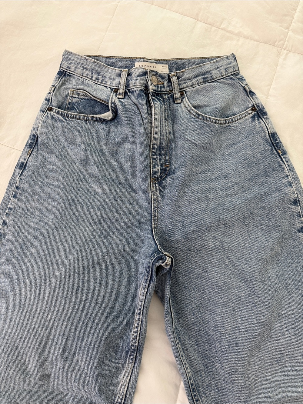 Topshop Light Blue High-Rise Wide Leg Jeans